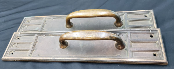 Pair of Bronze Gothic Inspired Door Backplates with Pull Handles GA9374