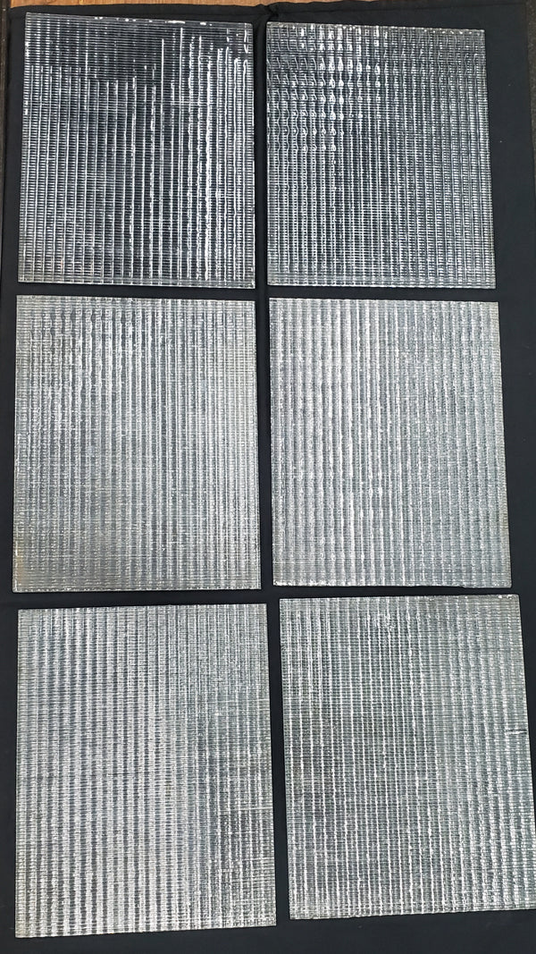 6 Reclaimed 1920's New England Foundry Ribbed Glass Panels  15" x 12" GA9381