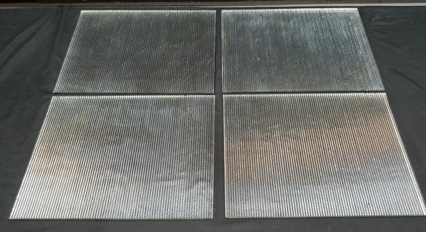 4 Reclaimed 1920's New England Foundry Ribbed Glass Panels  15" x 12" GA9382
