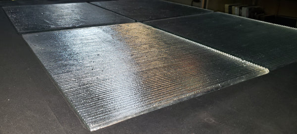 4 Reclaimed 1920's New England Foundry Ribbed Glass Panels  15" x 12" GA9382