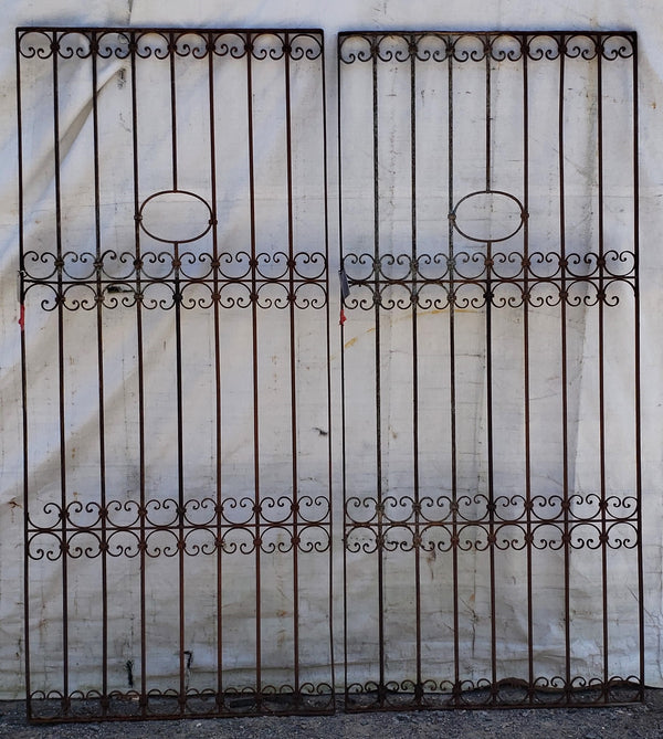 Pair of Ornate Wrought Iron Gates 91" Tall by  40 1/2" Wide  #GA9402