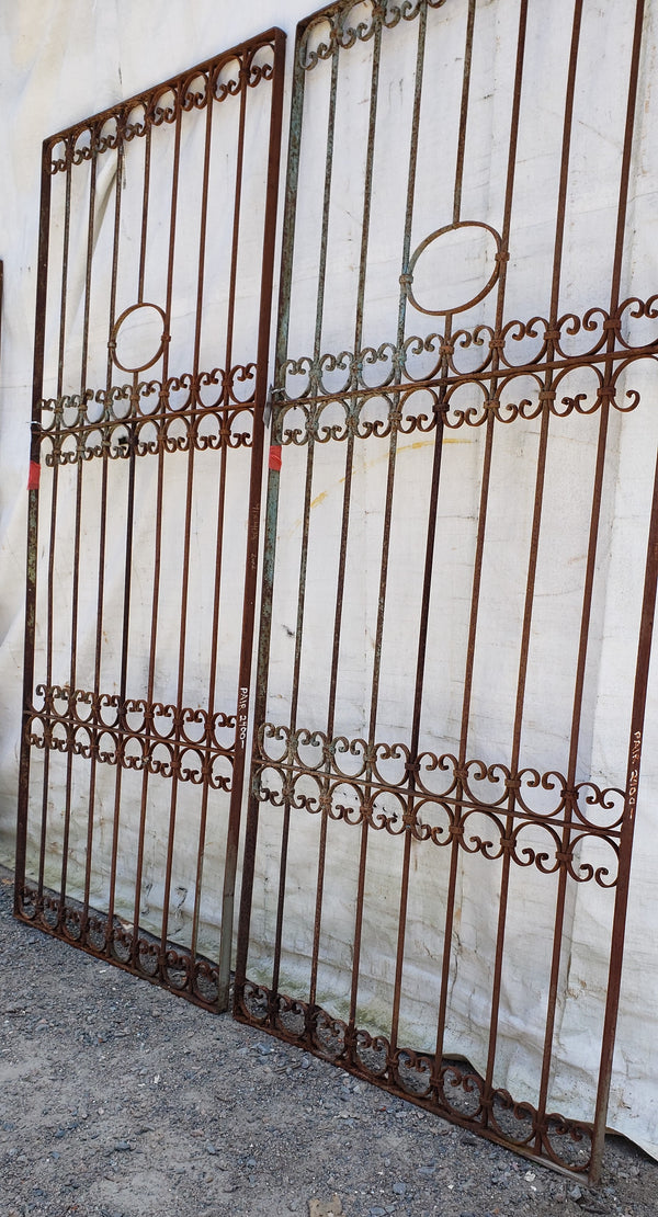 Pair of Ornate Wrought Iron Gates 91" Tall by  40 1/2" Wide  #GA9402