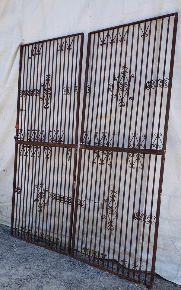 Pair of Ornate Wrought Iron Gates 84 3/4" Tall by  34 1/4" Wide #GA9403
