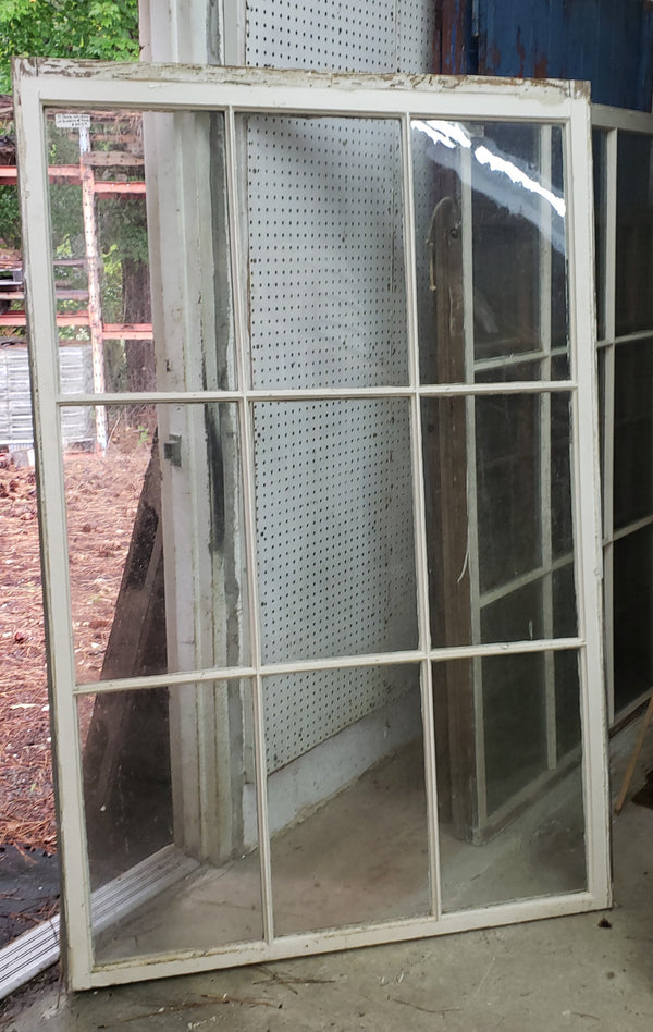 Large 9 Pane Window with Wavy & Folded Glass 46 3/8" x 70 3/4" GA9418