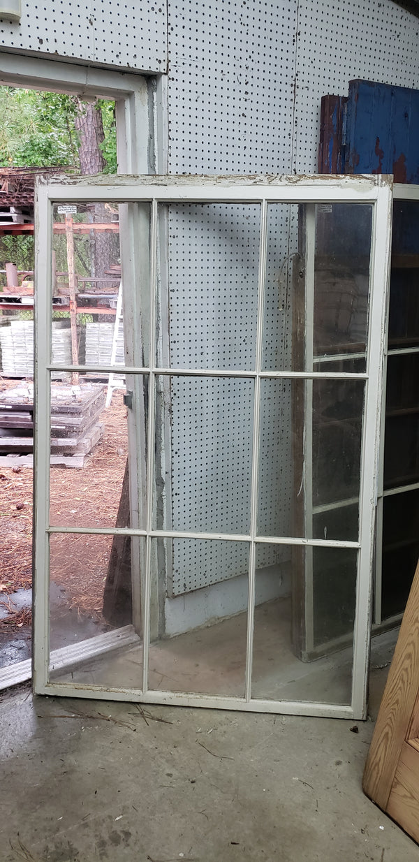 Large 9 Pane Window with Wavy & Folded Glass 46 3/8" x 70 3/4" GA9418