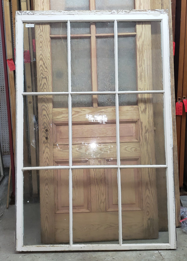 Large 9 Pane Window with Wavy & Folded Glass 46 3/8" x 70 3/4" GA9418