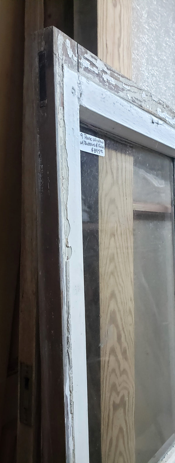Large 9 Pane Window with Wavy & Folded Glass 46 3/8" x 70 3/4" GA9418