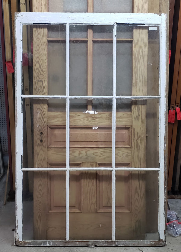 Large 9 Pane Window with Wavy & Folded Glass 46 3/8" x 70 3/4" GA9418