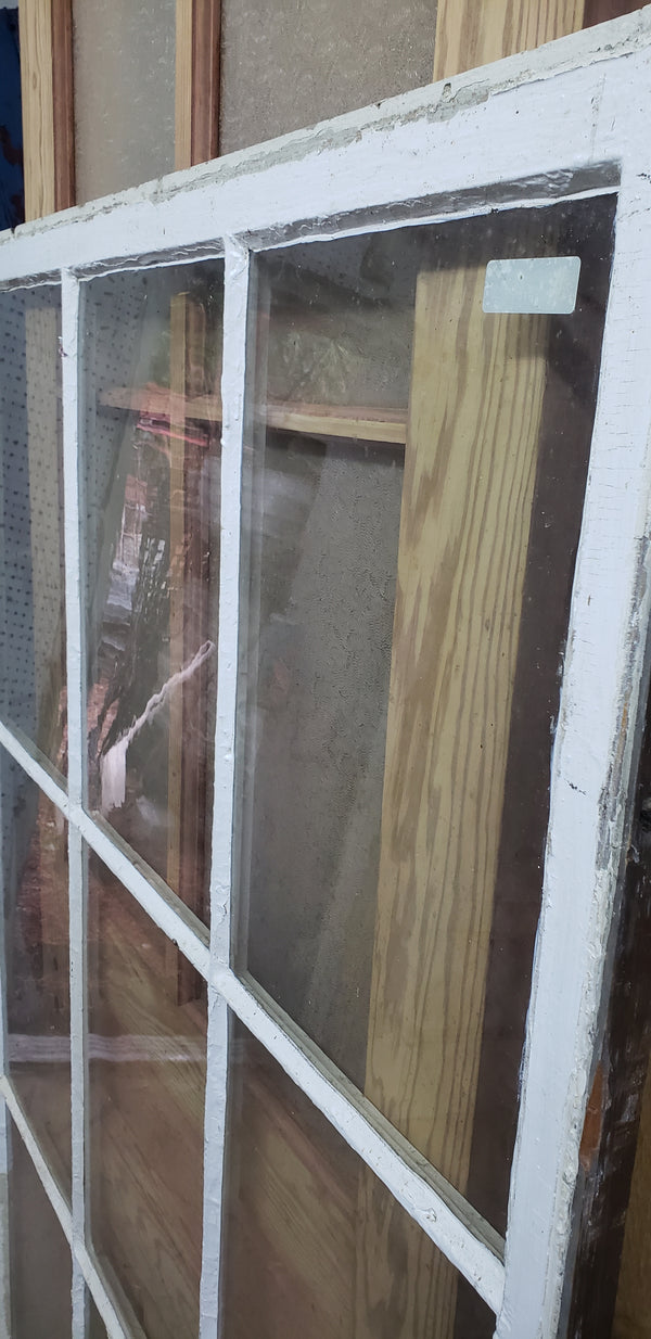 Large 9 Pane Window with Wavy & Folded Glass 46 3/8" x 69 3/4" GA9419