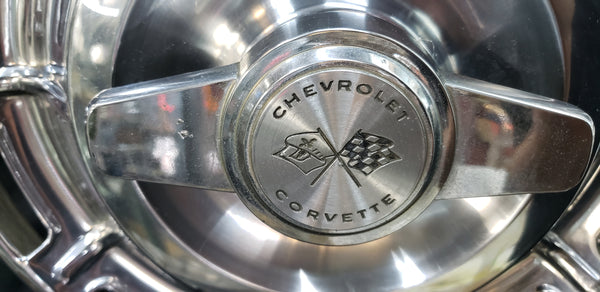 Set of 4 OEM 1958-62 Chevrolet Corvette Chrome Hub Caps GA9421