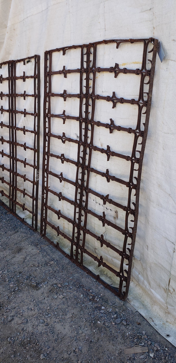 Pair of Old Hand Forged Wrought Iron Gates 57" Tall x 40 1/2" Wide GA9433