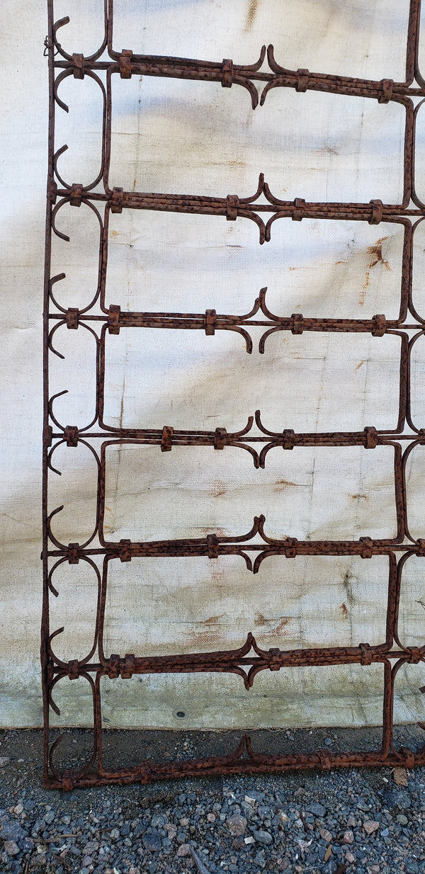 Pair of Old Hand Forged Wrought Iron Gates 57" Tall x 40 1/2" Wide GA9433