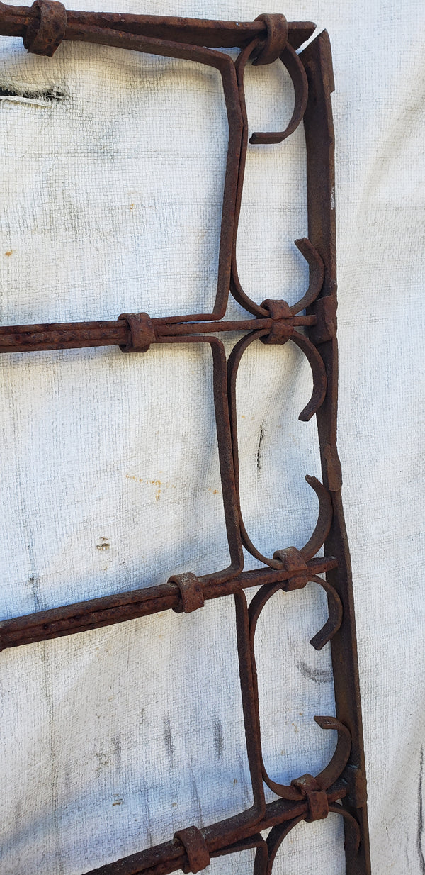 Pair of Old Hand Forged Wrought Iron Gates 57" Tall x 40 1/2" Wide GA9433