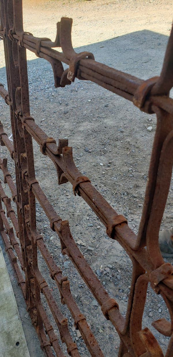 Pair of Old Hand Forged Wrought Iron Gates 57" Tall x 40 1/2" Wide GA9433