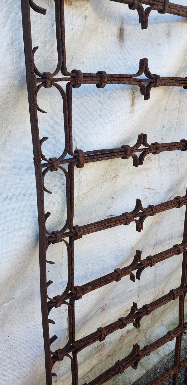 Pair of Old Hand Forged Wrought Iron Gates 57" Tall x 40 1/2" Wide GA9433