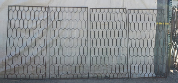 Set of 4 Wrought Iron Honeycomb Design Gate Panels Wide GA9438