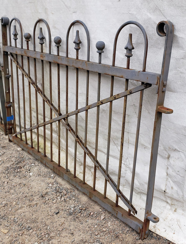 Pair of Hairpin Cross Hatch Wrought Iron Driveway Gates 57 1/2" x 37" GA9476