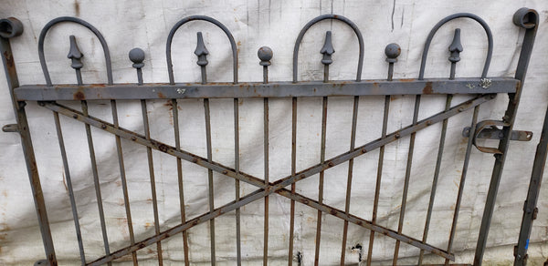 Pair of Hairpin Cross Hatch Wrought Iron Driveway Gates 57 1/2" x 37" GA9476