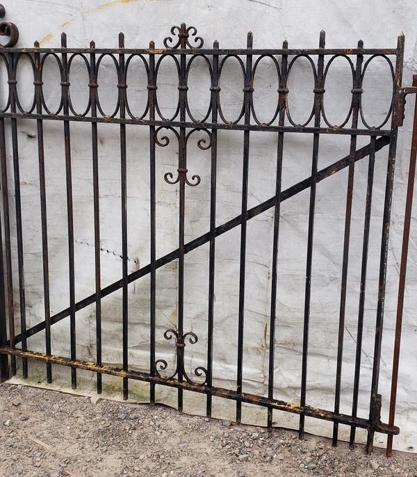 Pair of Ornate Wrought Iron Driveway Gates 55 1/4" Wide x 49 1/2" Tall GA9478