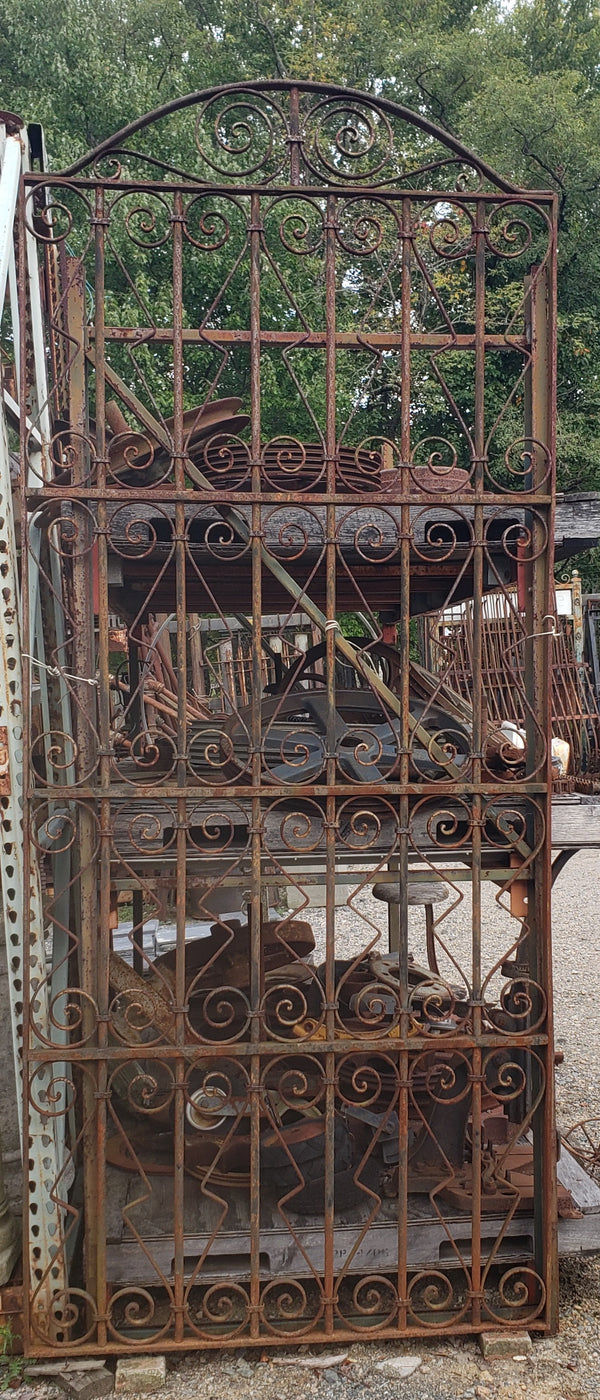 Arched Top Wrought Iron Gate with Geometric Designs 109 1/2" x 46 1/2" GA9500