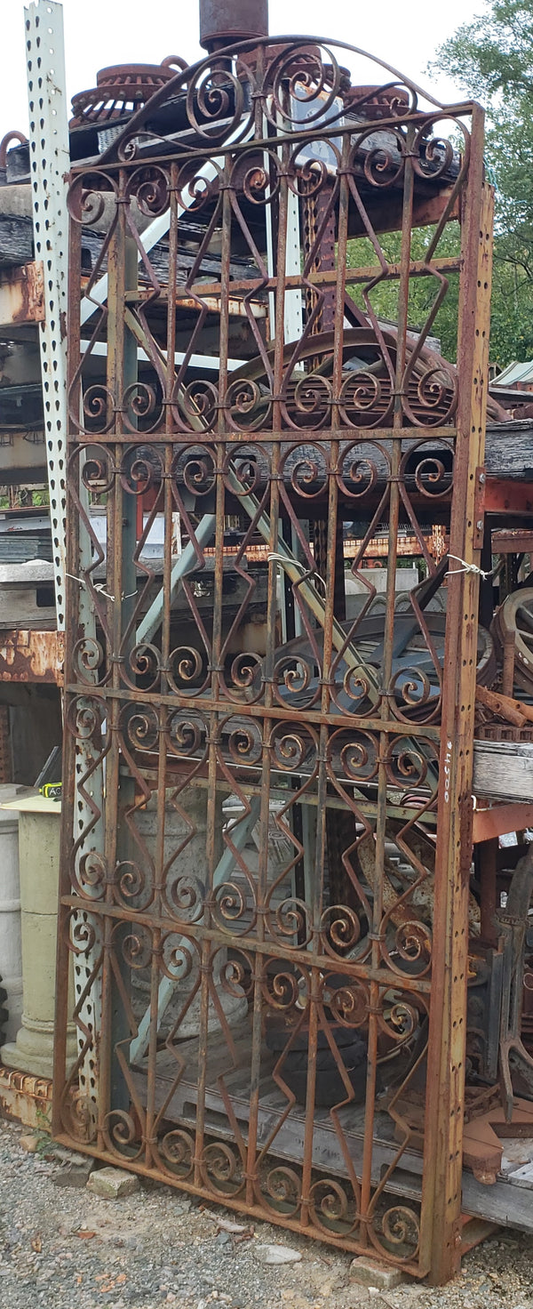 Arched Top Wrought Iron Gate with Geometric Designs 109 1/2" x 46 1/2" GA9500