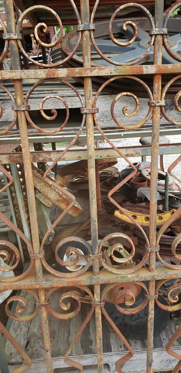 Arched Top Wrought Iron Gate with Geometric Designs 109 1/2" x 46 1/2" GA9500