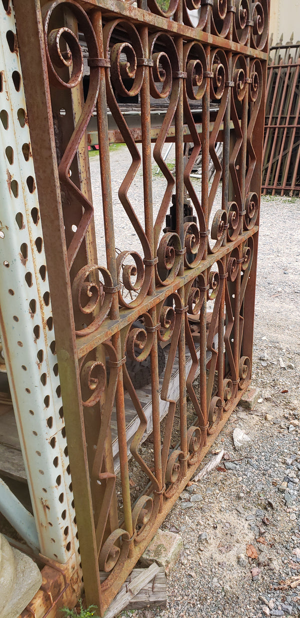 Arched Top Wrought Iron Gate with Geometric Designs 109 1/2" x 46 1/2" GA9500