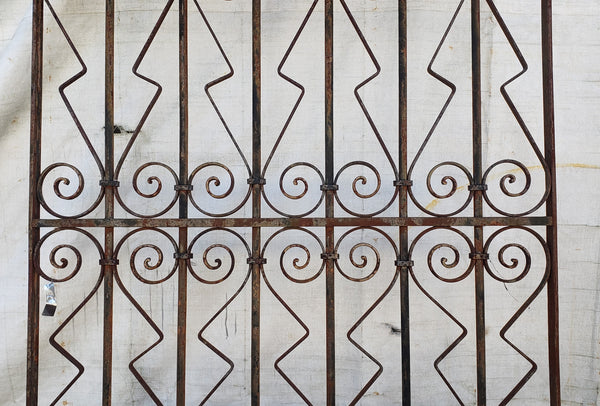 Arched Top Wrought Iron Gate with Geometric Designs 109 1/2" x 46 1/2" GA9500