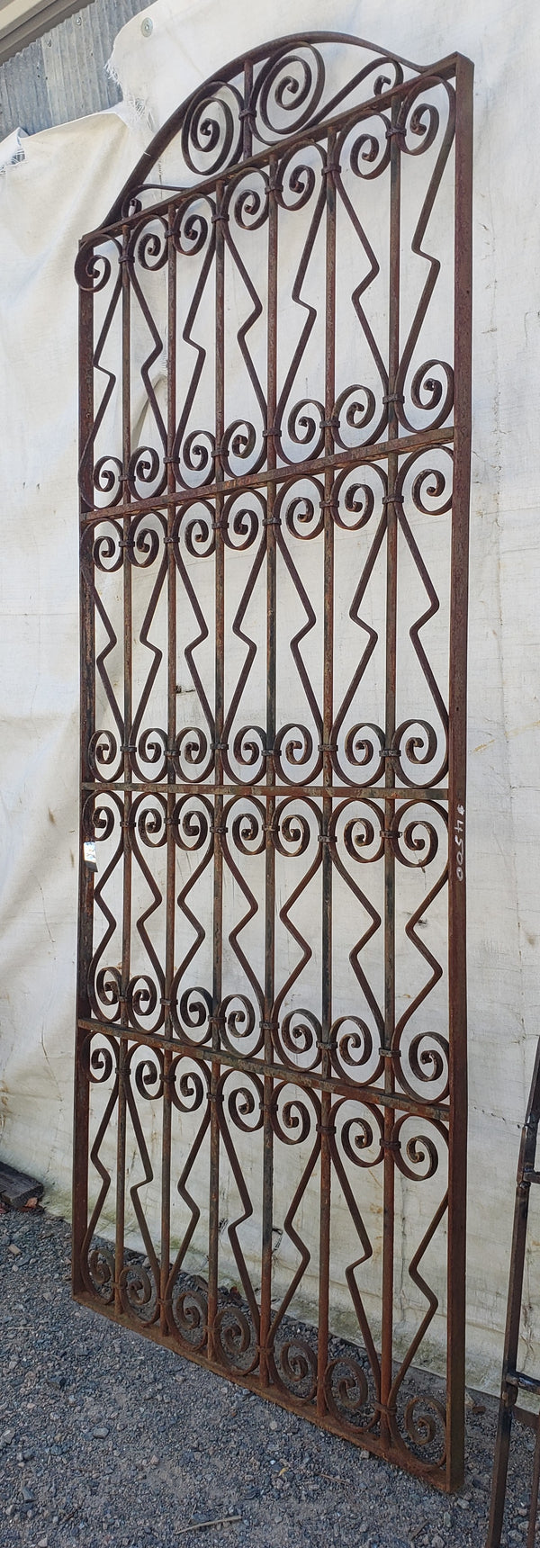 Arched Top Wrought Iron Gate with Geometric Designs 109 1/2" x 46 1/2" GA9500