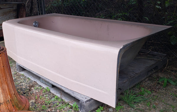 Mid Century Modern 5 1/2' Pink Apron Front Cast Iron Bath Tub with Left Drain GA9506