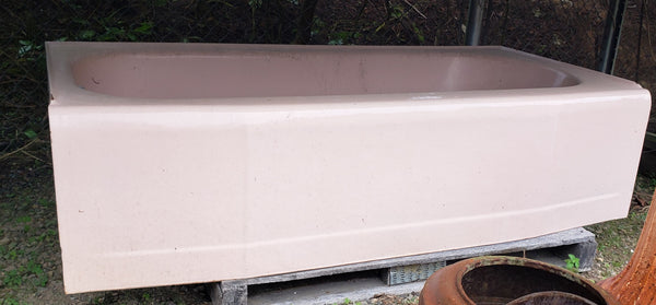 Mid Century Modern 5 1/2' Pink Apron Front Cast Iron Bath Tub with Left Drain GA9506