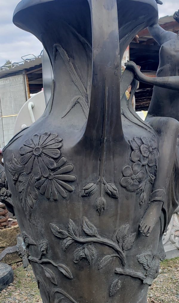 Tall  Ornate Art Nouveau Bronze Plant Urn With Handles 40" x 23" GA9519