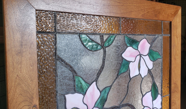 Leaded Textured Stained Glass Window of a Tropical Crane in a Tree GA9522
