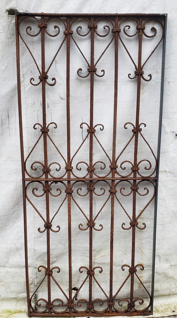 Wrought Iron Gate Panel with Heart Shaped Scrolls 25" W x 66" T GA9531