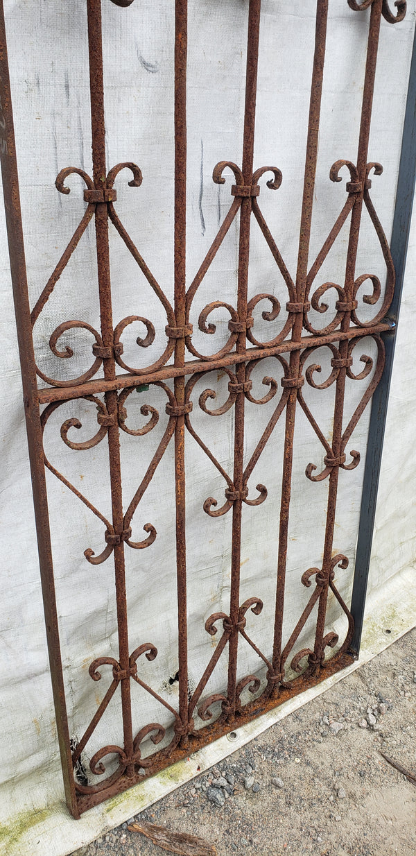 Wrought Iron Gate Panel with Heart Shaped Scrolls 25" W x 66" T GA9531