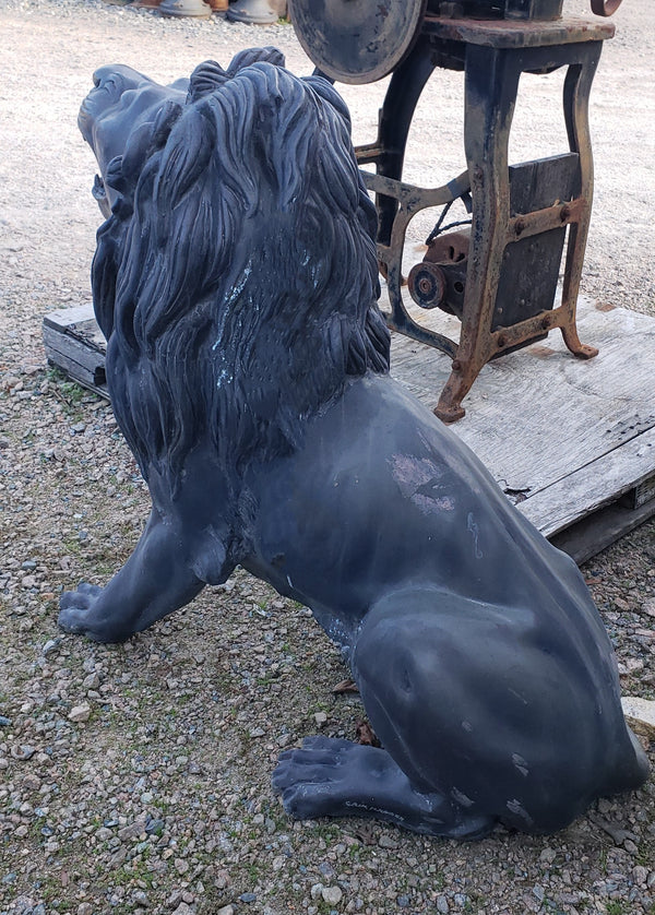 Free Standing Sculptured Cast Bronze Roaring Lion Statue GA9575