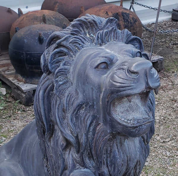 Free Standing Sculptured Cast Bronze Roaring Lion Statue GA9575