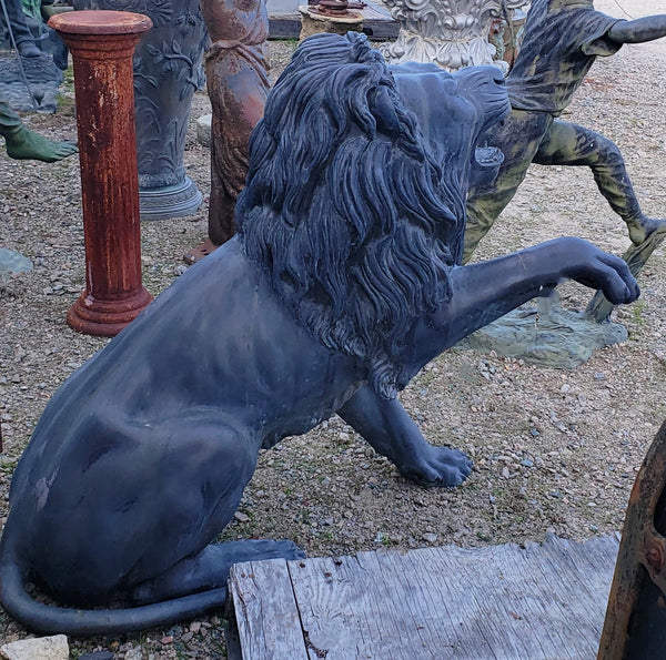Free Standing Sculptured Cast Bronze Roaring Lion Statue GA9575
