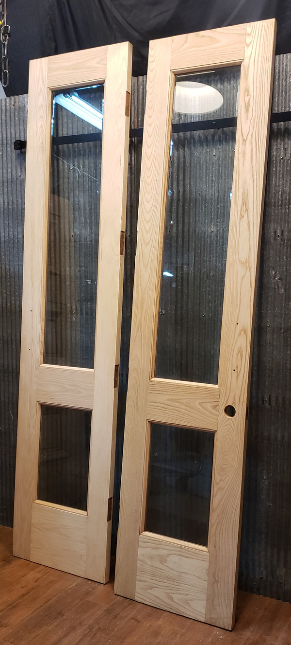 Pair of Newly Stripped Beveled Glass Exterior Doors 23 1/2" x 101 3/4" GA9589