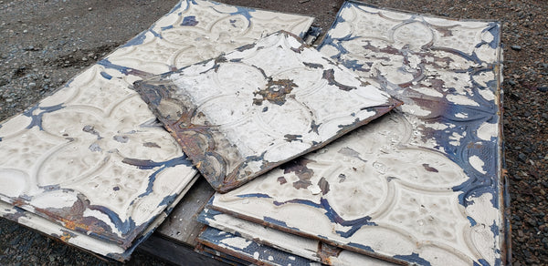 Ceiling Tin Salvaged from Church in D.C.  2' x 4'  GA9619 - 9 Panels in Stock