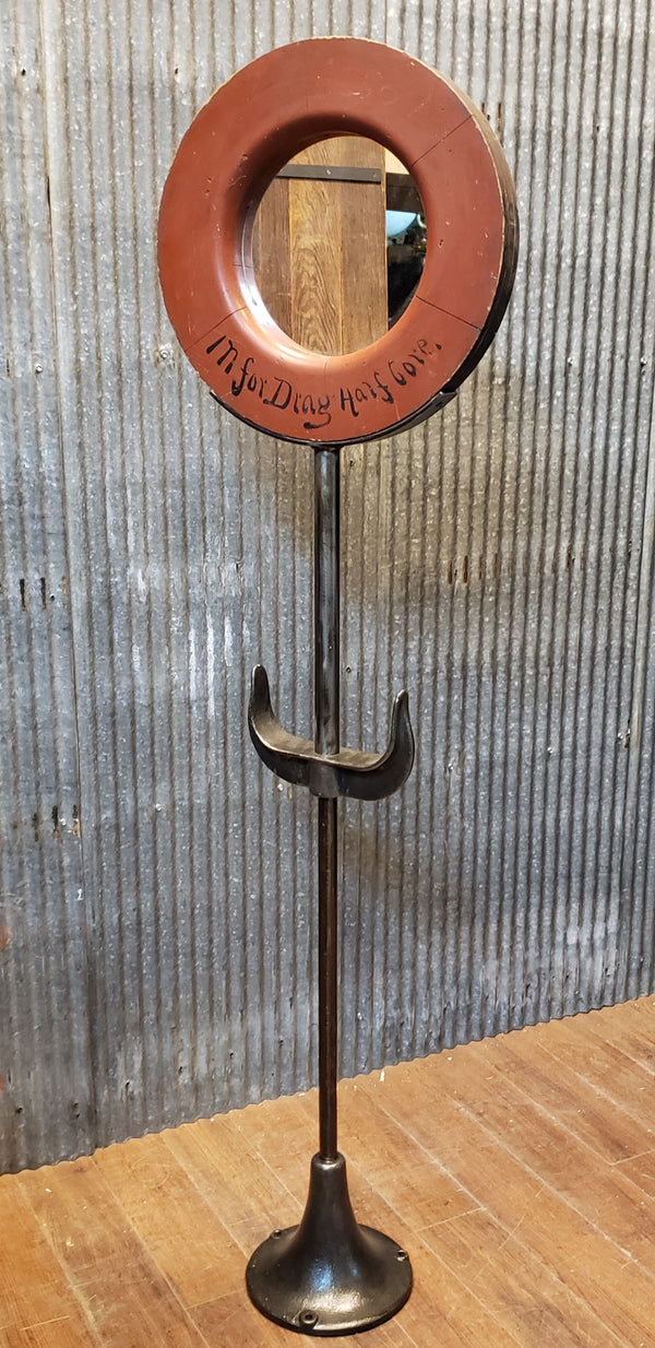 Freestanding Adjustable Lollipop Mirror from Reclaimed Factory Steel Pole GA9624