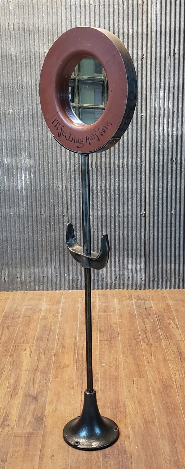 Freestanding Adjustable Lollipop Mirror from Reclaimed Factory Steel Pole GA9624