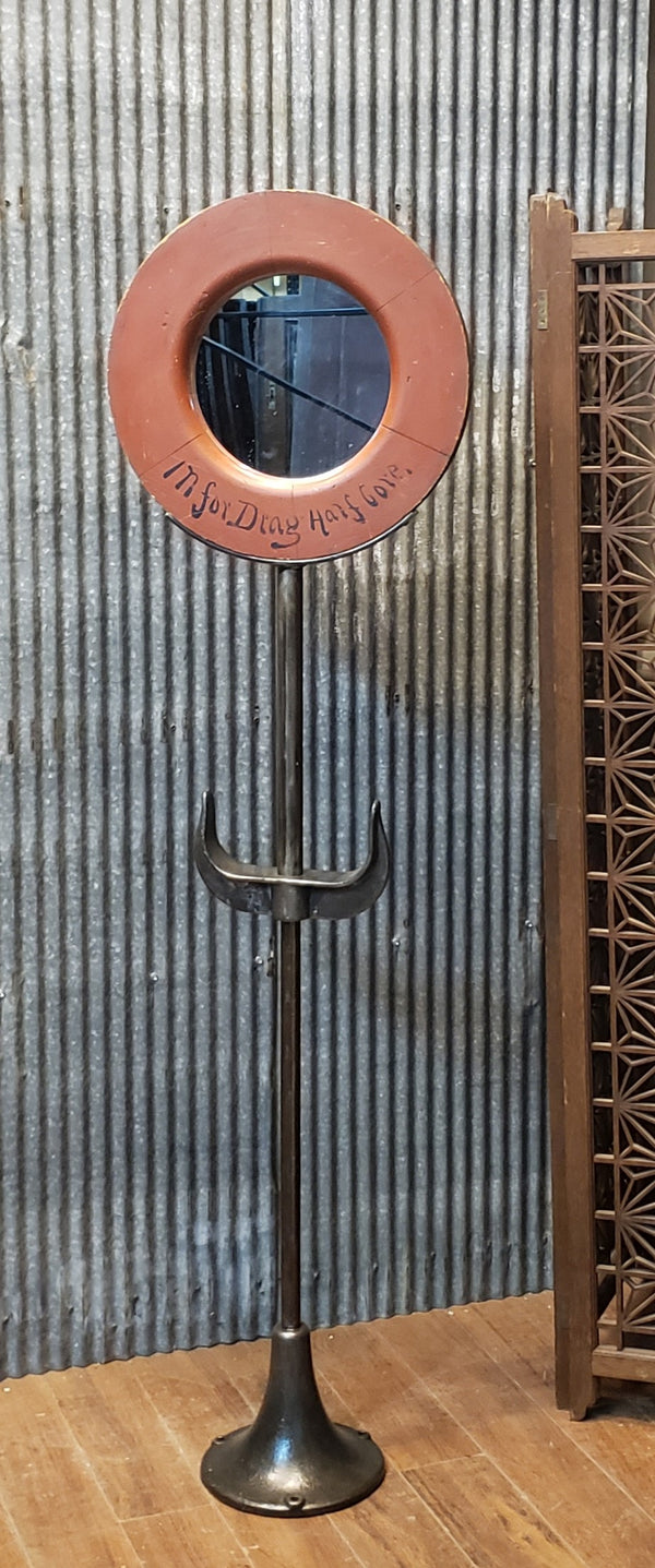 Freestanding Adjustable Lollipop Mirror from Reclaimed Factory Steel Pole GA9624