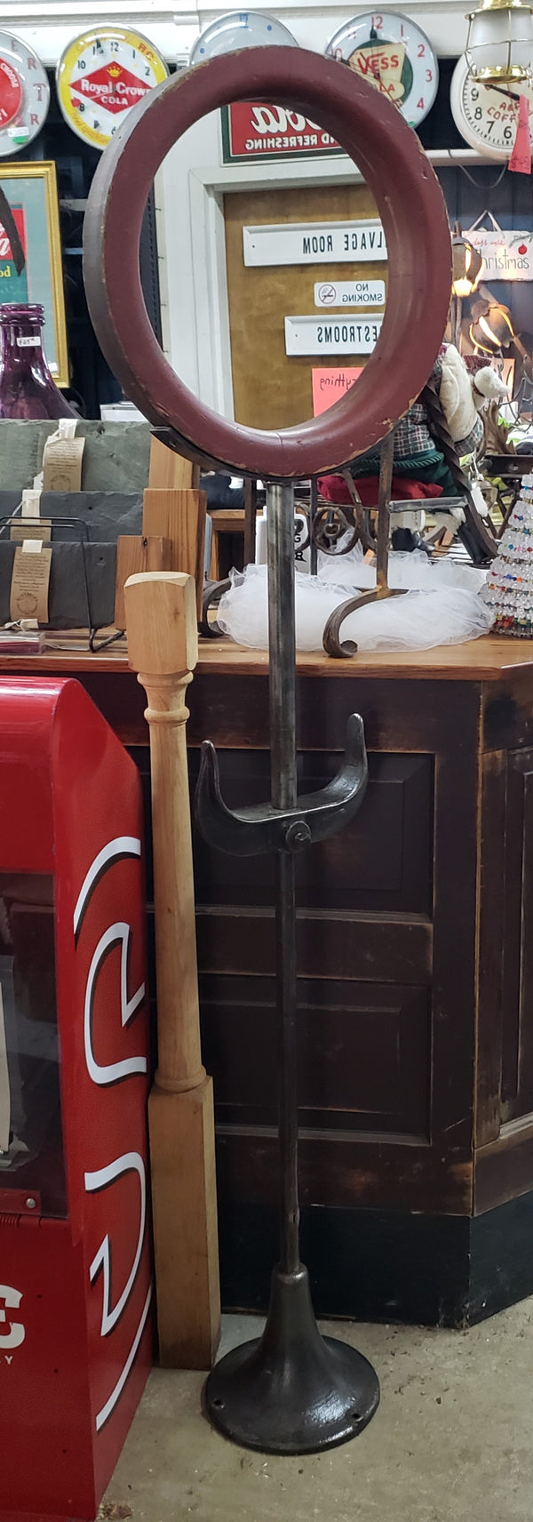 Freestanding Adjustable Lollipop Mirror from Reclaimed Factory Steel Pole GA9625