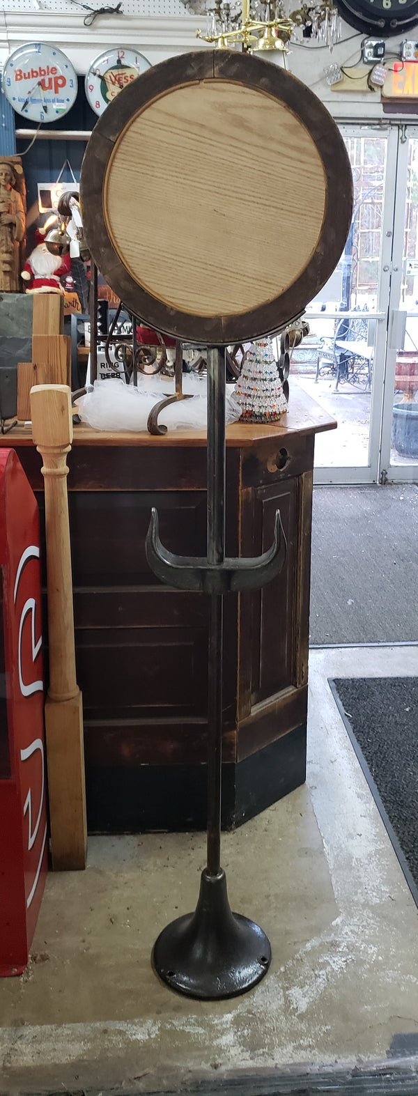 Freestanding Adjustable Lollipop Mirror from Reclaimed Factory Steel Pole GA9625