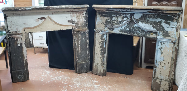 Pair of Art Nouveau Fireplace Mantels 56" Wide x 50" Tall GA9634