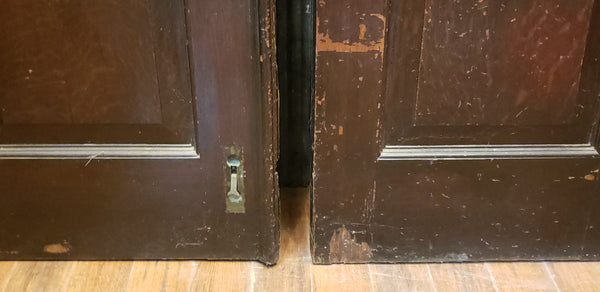 Pair of Beveled Glass Solid Oak Exterior Doors with Hardware 28" x 85" GA9673