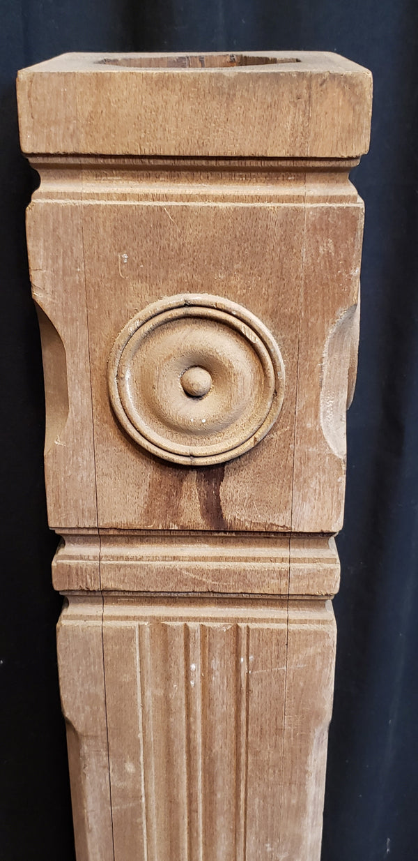 Newly Stripped Solid Walnut Newel Post with Rosettes 47 1/4" x 7" GA9677
