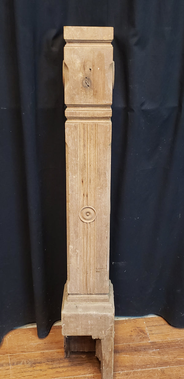 Newly Stripped Solid Walnut Newel Post with Rosettes 47 1/4" x 7" GA9677