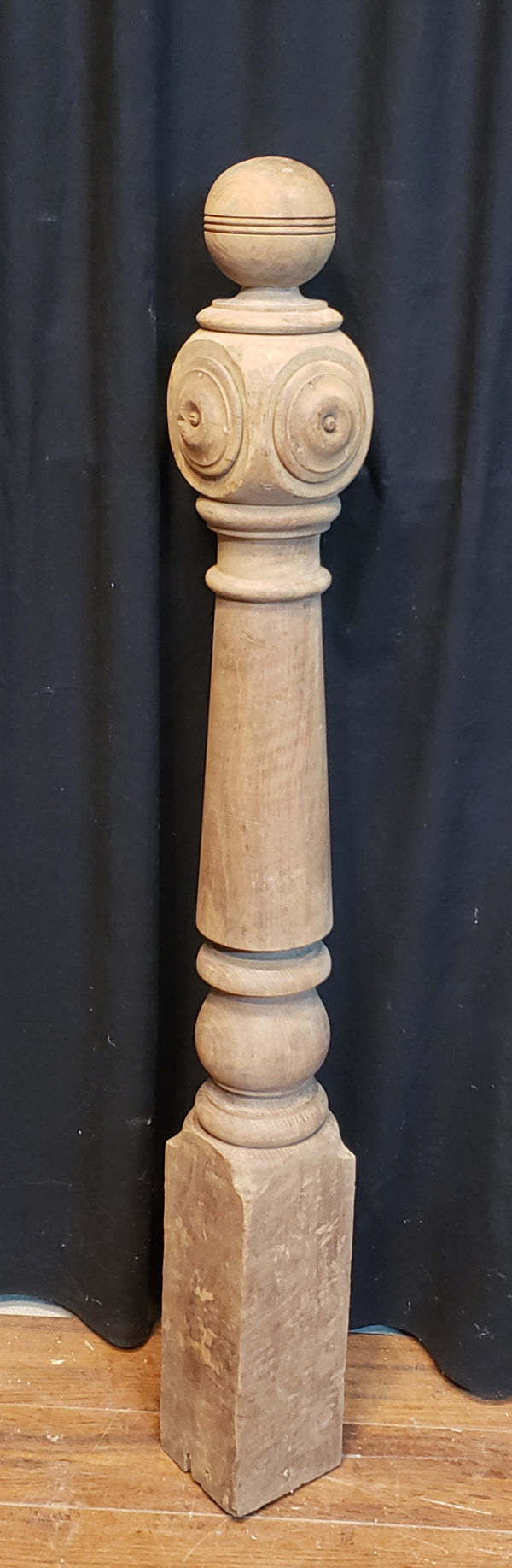 Newly Stripped Ornate Solid Oak Newel Post 53" x 5 1/2" GA9680